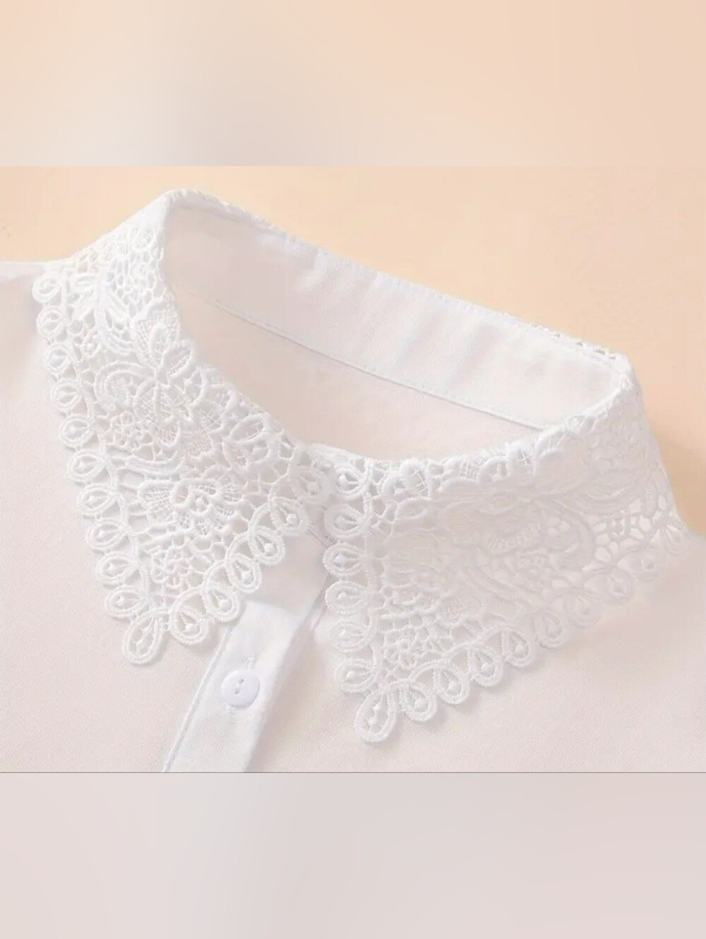 White Lace Collar Detail Women's Sleepwear Top